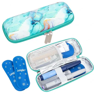 Produktbild von Kühltasche für Insulin mit 2 Kühlakkus Marmorgrün
