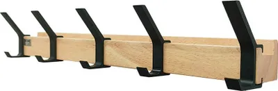 Produktbild von HOME DELUXE Garderobenleiste HOOK inkl. 5 Haken und Magnete - Bambus| Wandgarderobe, Kleiderhaken, Garderobe, Garderobenhaken