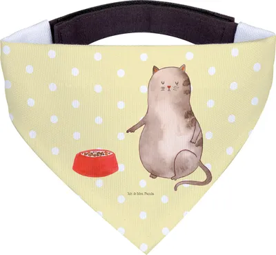 Produktbild von Mr. & Mrs. Panda Bandana Katze Fressen - Gelb Pastell - Geschenk, für Hunde, Halstuch Hund, Dreieckstuch, Hals Tuch