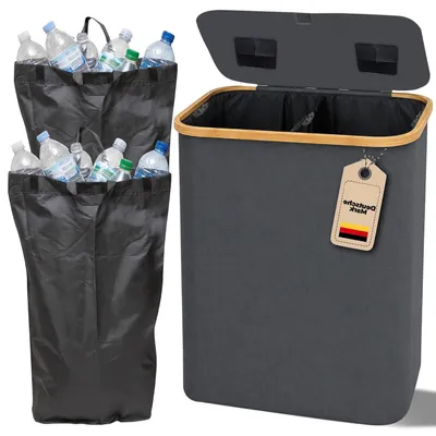 Produktbild von Pfandflaschensammler – Mülltonne zum Sortieren – Flaschensammlung – Zweifach-System – 140 Liter – Dunkelgrau