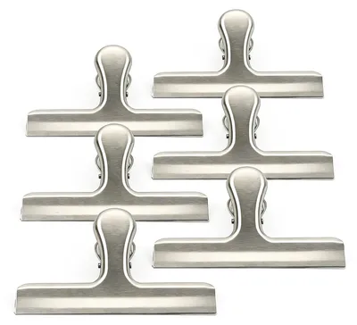 Image de Lot de 6 clips de fixation en acier inoxydable pour l'alimentation et le bureau
