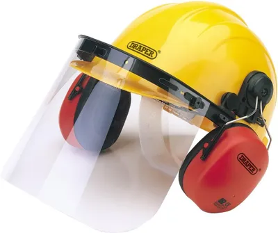 Produktbild von Draper 69933 Schutzhelm mit Ohrenschützern und Visier, Gelb