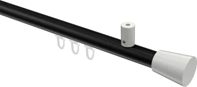 Produktbild von Interdeco Innenlaufstange / Gardinenstange mit Innenlauf Schwarz / Weiß, Typ Sonius Sitra (Konus) Deckenmontage, 20 mm Ø 1-läufig, 180 cm