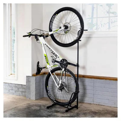 Produktbild von CycleStand Pro Vertikaler Fahrradständer für den Innenbereich, Fahrradträger für Garage, aufrechte Fahrradhalterung für MTB, Rennrad und E-Bike, Fahrrad-Parkständer, geeignet für Reifen bis zu