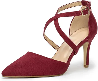 Productafbeelding van Damespumps van suède-leder met kruisband en naaldhak van 8 cm, maat 37 EU, rood