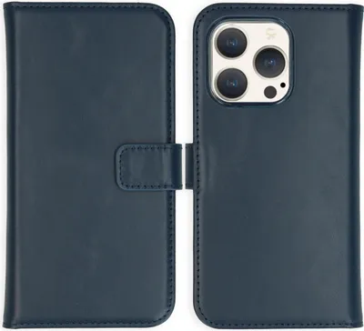 Obrázek produktu pro Selencia Kožené pouzdro s klopou iPhone 15 Pro - modré