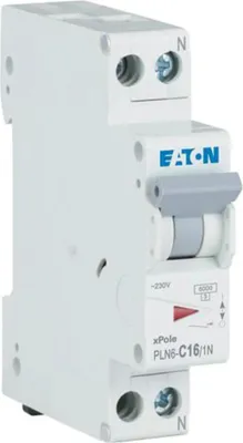 Produktbild von Eaton LS-Schalter 6kA C 16A/1pol+N 1TE Schmalbauweise Eaton PLN6 MCB, 1 Stk.