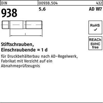 Produktbild von Stiftschraube DIN 938 M 16 x 45 5.6