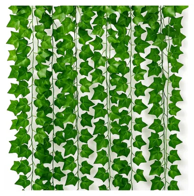 Produktbild von 6er-Set Künstliche Efeu-Girlanden (210 cm), Wanddekoration mit Künstlichen Pflanzen für Innen und Außen, Realistische Grünpflanzen für Garten- und Zimmerdekoration, Hängende Kunstpflanzen für das Zuhause