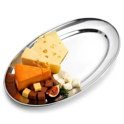 Produktbild von Vilde | Servierplatte - Oval - Silber - 29 x 18 cm - Edelstahl - Küchengeschirr