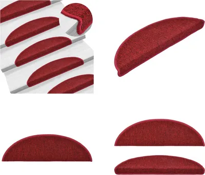 Image de vidaXL 15 pcs. tapis d'escalier Bordeaux rouge 56 x 17 x 3 cm - tapis d'escalier - tapis d'escalier - tapis de marche - tapis de marche