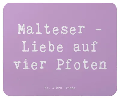 Produktbild von Mr. & Mrs. Panda Mouse Pad Spruch Malteser Liebe - Lavendeltraum - Geschenk, flauschiger Freund, Hundeliebhaber, Hunde, Pflege, mausteppich, Hunderasse, pc mousepad