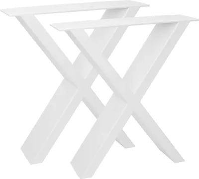 Immagine prodotto di Natural Goods Berlin, guide per mobili X-FORM, guide per tavoli, gambe per tavoli, struttura per tavoli, tavolo da pranzo, panca, tavolino, bianco, L40xH42 cm, 2 pezzi