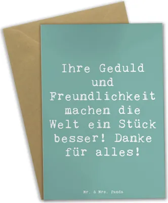 Produktbild von Mr. & Mrs. Panda Grußkarte Spruch Erzieher-Dank - Meeresbrise - Geschenk, Bedanken, valentinstagskarte, Danke sagen, Anerkennung, Engagement, Freundschaft, Geborgenheit