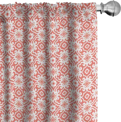 Zdjęcie produktu dla ABAKUHAUS Koralowe zasłony, firanki, geometryczne wzory w stylu art deco z sznurowaniem, motywy vintage z lat 30., 2 sztuki 75 x 225 cm, koralowy, jasnokoralowy, biały