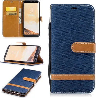 Produktbild von Tasche für Samsung Galaxy S8+ PLus Jeans Cover Handy Schutz Hülle Case Dunkelblau