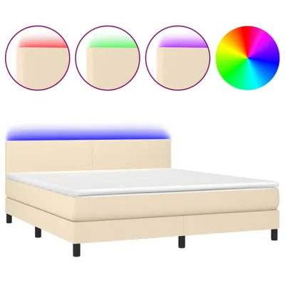 Produktbild von Boxspringbett mit Matratze & LED Creme 160x200 cm Stoff