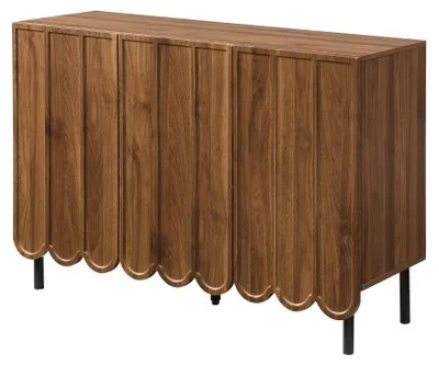 Produktbild von Sideboard Kommode 120x35x80 cm Holzoptik Wellentueren Grifflos Verstellbare Regale Wohnzimmer Flur Esszimmer