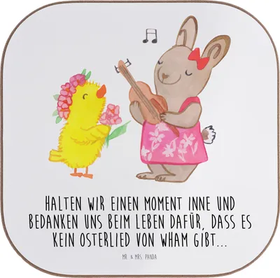 Produktbild von Mr. & Mrs. Panda Untersetzer für Gläser Ostern Frühlingsgefühle - Weiß - Geschenk, Osterhase, bieruntersetzer, Musik, Holzuntersetzer, gläseruntersetzer, Hase, Ostergrüße