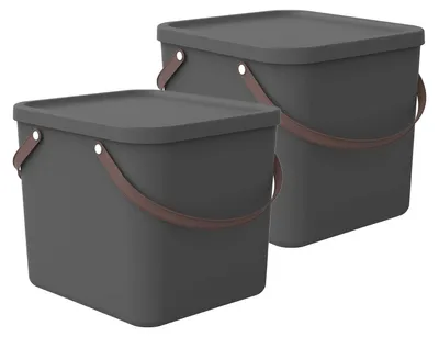 Produktbild von Rotho 2er-Set Aufbewahrungsbox 40L Albula - Kunststoffbox mit Deckel - Stapelbox 39,5 x 38,0 x 34,0 cm - Plastikbox Ordnungsbox Allzweckkiste