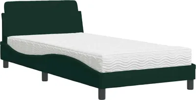 Produktbild von vidaXL Bett mit Matratze "Dover" Dunkelgrün 100x200 cm Samt