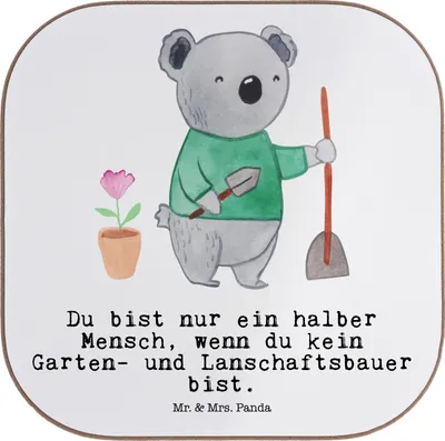 Produktbild von Mr. & Mrs. Panda Tassenuntersetzer Garten- und Landschaftsbauer Herz - Weiß - Geschenk, bieruntersetzer, Tischuntersetzer, gläseruntersetzer, Gärtnerei, Gärtner, Coaster