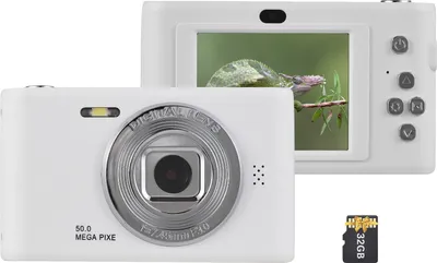 Produktbild von 1080P Digitalkamera, Digitale Videokamera, 50 MP Foto, Doppelobjektiv, 2,4-Zoll-Bildschirm, 8-facher Digitalzoom, eingebauter Blitz, Akku mit 32 GB TF-Karte, Geburtstags- und Festivalgeschenk fuer Kinder, Studenten, Teenager