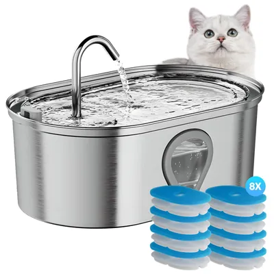 Immagine prodotto di HDeye fontanella in acciaio inox da 3,5 litri con 8 filtri per cani/gatti