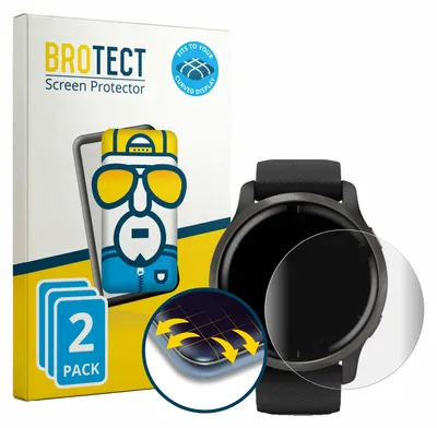 Produktbild von 2x BROTECT Fullscreen Schutzfolie für Garmin Venu 2 Displayschutz Folie Fullcover Klar Transparent