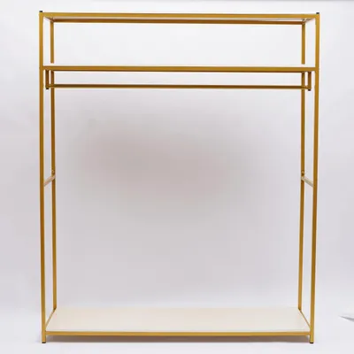 Image de Porte-vêtements - Porte-manteaux - Acier inoxydable - Armoire ouverte - Étagères - Rangement pour manteaux et chaussures - Style moderne - Or