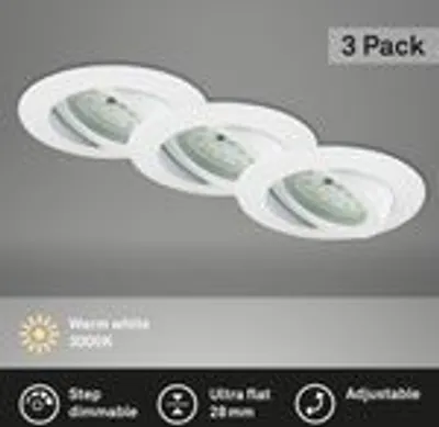 Produktbild von LED Einbauleuchten schwenkbar 3er-Set dimmbar 6,5 W IP23 Weiß Ø8,2cm Briloner