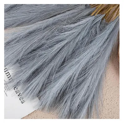 Image de Herbe de pampa artificielle, séchée, fleurs duveteuses, 20 pièces, gris clair