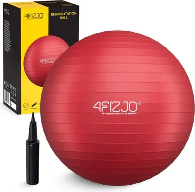Obrázek produktu pro 4FIZJO Gymnastický míč Reh Ball, nafukovací, rehabilitace, pilates, fitness, terapie, 55 cm, červený