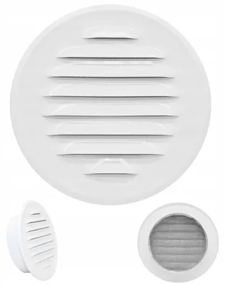 Produktbild von airRoxy Rundes Kaminlüftungsgitter 100mm weiß mit Netz