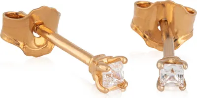 Produktbild von Paar Ohrstecker Vergoldet Weiß Cubic Zirkonia 2mm 5341