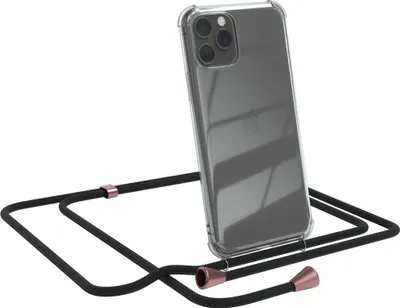 Produktbild von EAZY CASE Handykette kompatibel mit Apple iPhone 11 Pro, Handyhülle mit Umhängeband, Handykordel, Schutzhülle Clear, Band in Schwarz