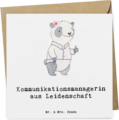 Produktbild von Mr. & Mrs. Panda Glückwunschkarte Kommunikationsmanagerin Leidenschaft - Weiß - Geschenk, Spruch, Studium, Witzig, Klappkarte, faltkarte, Grußkarte, Lustig, doppelkarte