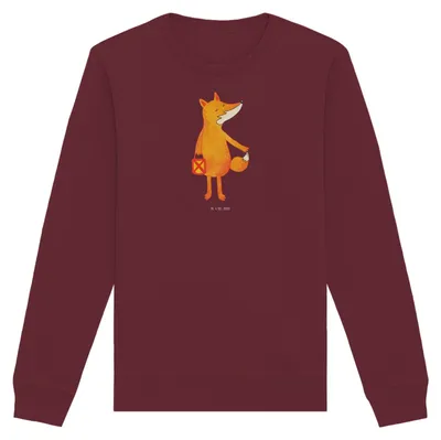 Produktbild von Mr. & Mrs. Panda Baumwoll Pullover Fuchs Laterne Größe M - Burgundy - Geschenk, Pulli, Laternenumzug, Sankt Martin, Selbstbewusst, Sweater, Bio, Sweatshirt