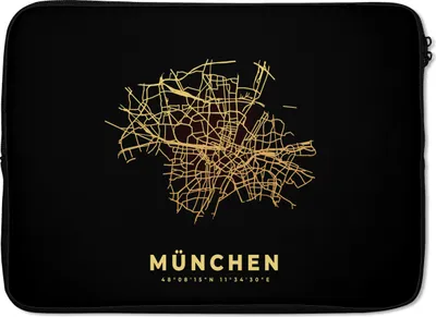 Produktbild von MuchoWow® Laptop Hülle 13 Zoll Gold - Karte - München - Stadtplan Laptoptasche - Laptophülle - Sleeve - Rundumschutz