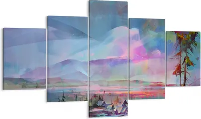 Produktbild von Bild auf Leinwand - Leinwandbild - Berge Baum Wasser - 125x70cm - Wand Bild - Wanddeko - Wandbilder - Leinwanddruck - Bilder - Kunstdruck - Wanddekoration - Leinwand bilder - Wandkunst - EA125x70-3919