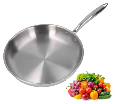 Produktbild von Bratpfanne 30 cm - Edelstahl - Ofenfest - Induktionsgeeignet - Unbeschichtet - 3 Schichten