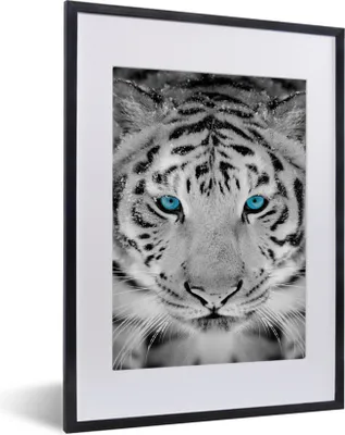 Produktbild von MuchoWow® Gerahmtes Poster Tiger - Winter - Tiere 30x40 cm - Poster mit Schwarzem Bilderrahmen Wandposter Rahmen Foto Bilder - Wandposter Schlafzimmer