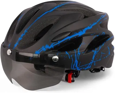 Produktbild von Fahrradhelm 58-62 cm, blau, verstellbar, mit magnetischem Sonnenvisier, für Erwachsene