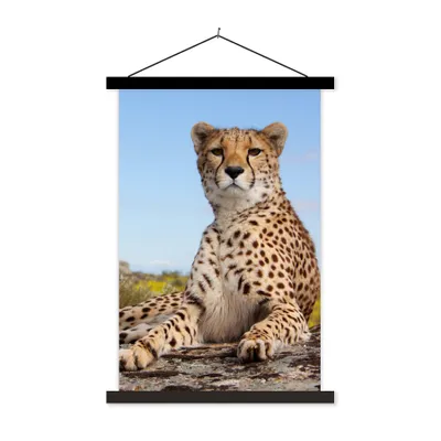 Produktbild von MuchoWow® Textilposter Leopard - Tiere - Natur 60x90 cm mit schwarzem Rahmen - Poster Wohnzimmer