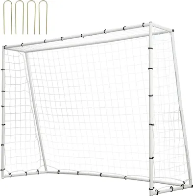 Produktbild von Fußball-Rebound-Trainer, 8 x 6 ft großes Fußball-Trainingsgerät aus Eisen, Sport-Fußball-Rebounder-Wand mit doppelseitigem Rebound-Netz und Tor, ideal für das Training im Garten, Solo-Training und Passübungen