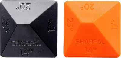 Productafbeelding van Messenslijper - Set van 2 - Metaal - Antislip - Zwart en Oranje