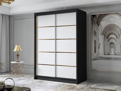 Obrázok produktu pre Úzka šatníková skriňa 120 cm STOWEL - čierna / biela