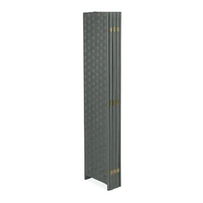 Image de Paravent Relaxdays, 8 panneaux, séparateur de pièce pliable, H x L 170 x 320 cm, brise-vue intérieur, bois, corde en papier, cloison, gris