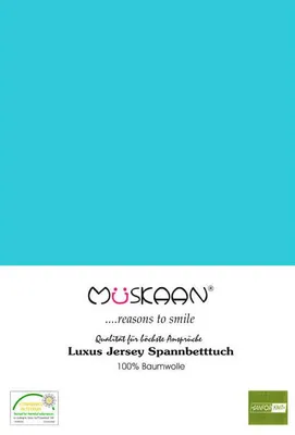 Produktbild von Jersey Spannbettlaken 140x200 - 160x200 cm Türkis Blau - 100% Baumwolle