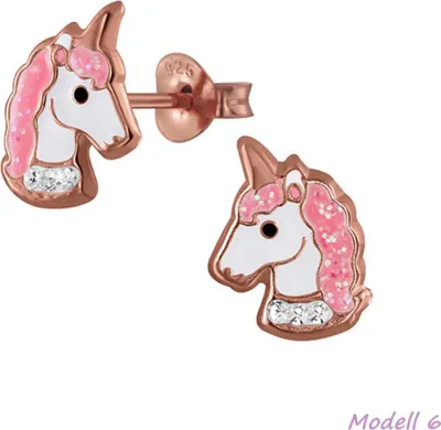 Produktbild von Kinder Ohrstecker: Mädchen Ohrringe Silber „Einhorn“ Modell 6